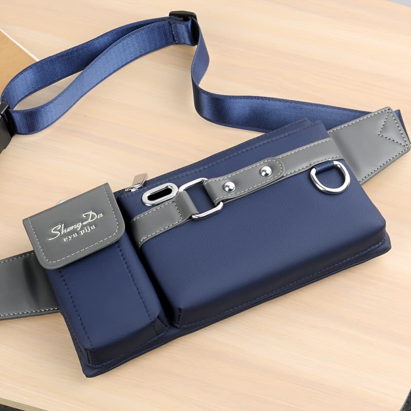 TEMU New Lightweight Waist Bag, Men's Sports Casual Chest Bag, Multifunctional Phone Pouch, Fabric Bag, Large Capacity Crossbody Bag
