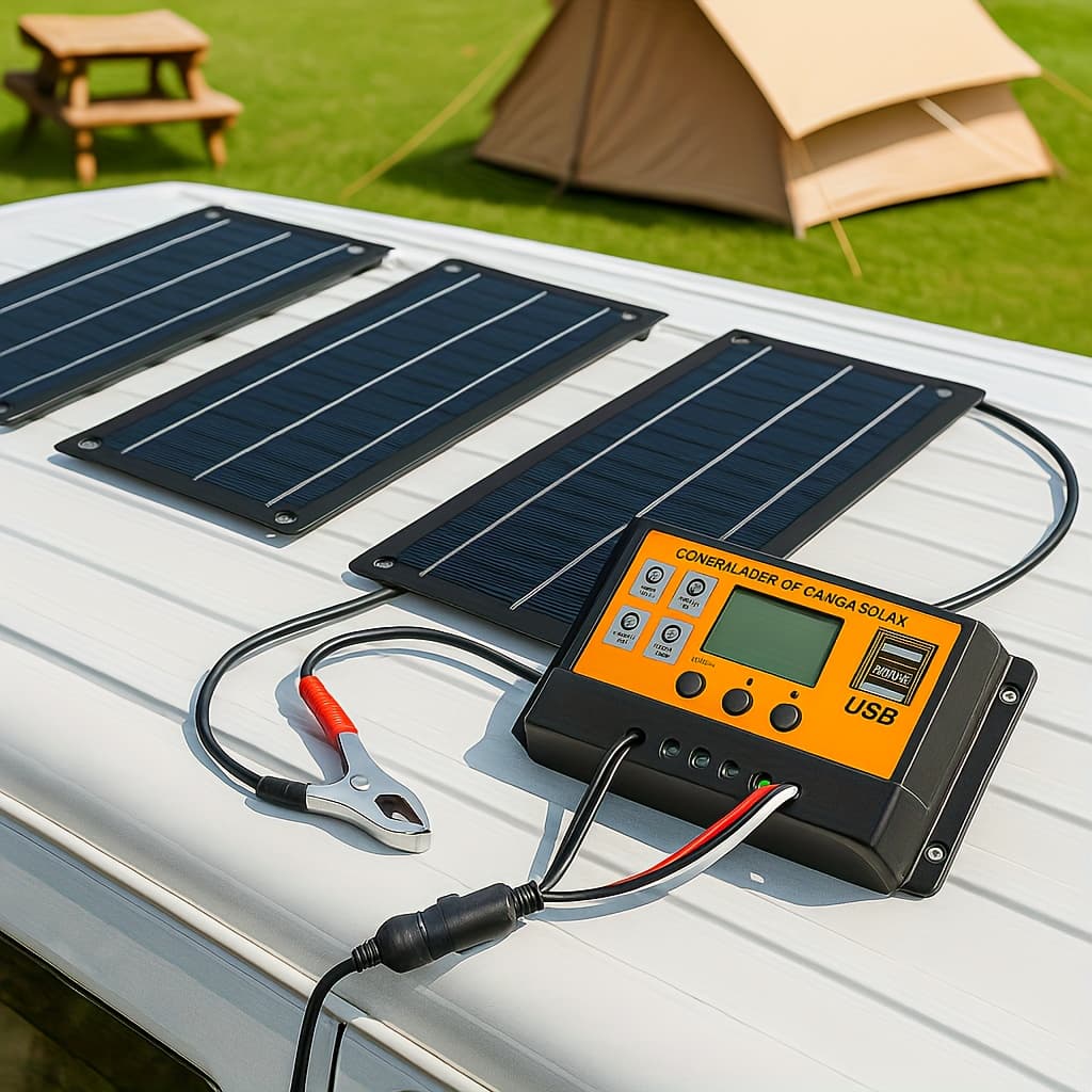 TEMU High- Panel Kit, Monocrystalline System, For Rv Outdoor Camping Power, 100a Charge Controller + Extension Cable + Battery Clip