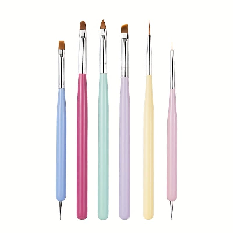 TEMU 6pcs Nail Art Brushes Set, Nail Painting Brushes Nail Art Liner Brushes And Nail Art Dotting Pens