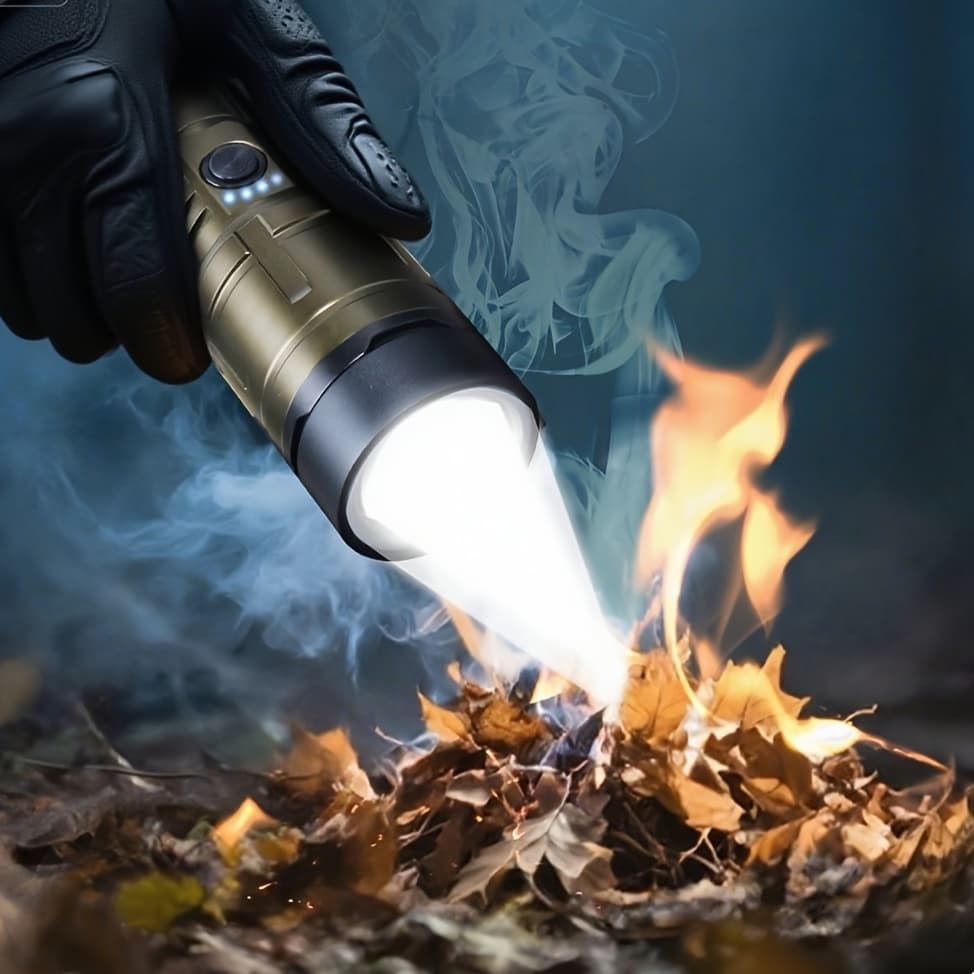 TEMU 1 Flashlight Fire, Used For Ignition, Large Luminous Flux, 26650 Lithium Battery, Long . Suitable For Wilderness Survival, Camping, Fishing, Power Outage,.with Lens, Hunting, Christmas Gifts