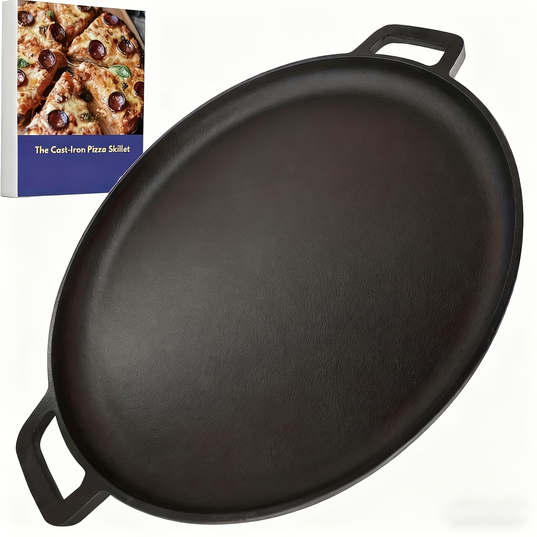TEMU Cast Iron Pizza Pan Pre- For Cooking, Baking, Grilling-durable, Long Lasting, -heating Kitchen Cookware