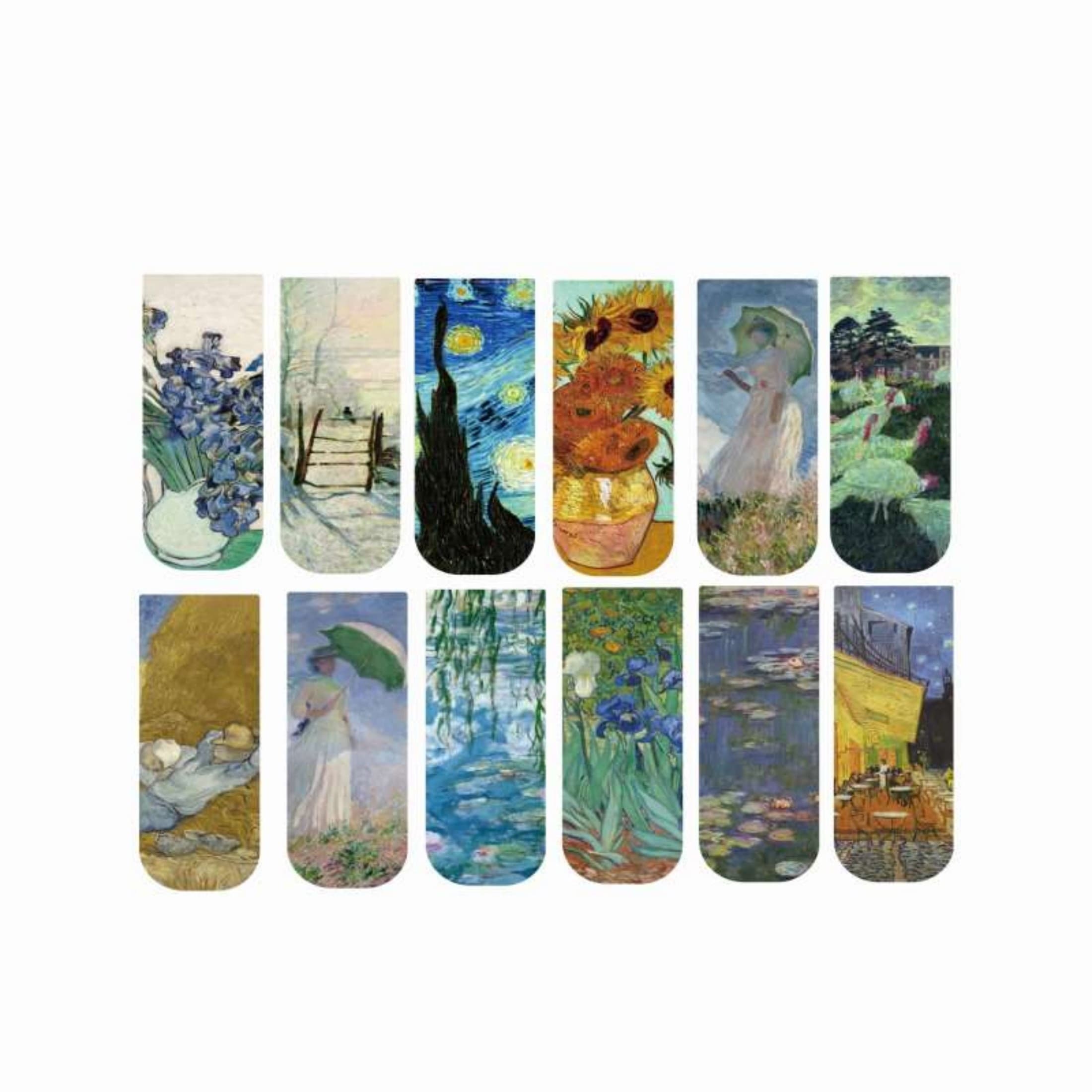 TEMU 12-pack Art Magnetic Bookmarks - Featuring Painters' , Ideal For School, Office, And Art Enthusiasts, Material