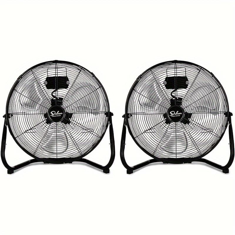 TEMU Simple Deluxe 20 Inch 3- Velocity Heavy Duty Metal Industrial Floor Fan For Warehouse, Workshop, Factory And Basement, Black, 2 Pack