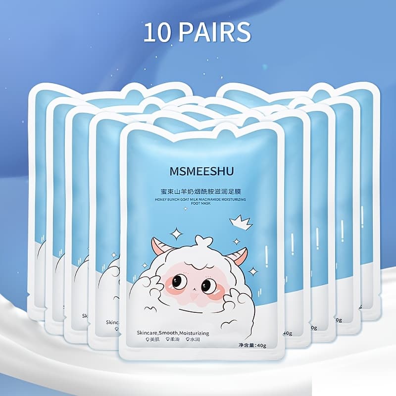 TEMU 10 Pairs Goat Milk & Niacinamide Moisturizing - Enriched With Ceramides, Hyaluronic Acid, And Allantoin. Exfoliates, Prevent , Brightens, And Leaves Feet Soft And Smooth. Ideal For Foot Care.