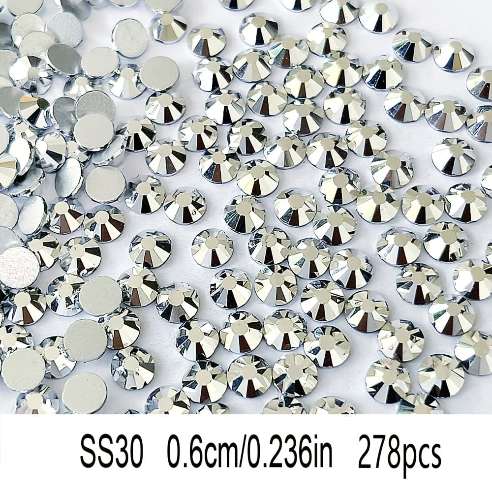 TEMU Non-hotfix Glass Flatback Rhinestones For Nail Art, Clothing, Bags, Shoes, Cups, Phone Cases, Diy Decorations, Crafts, Silvery, Ss6-ss30