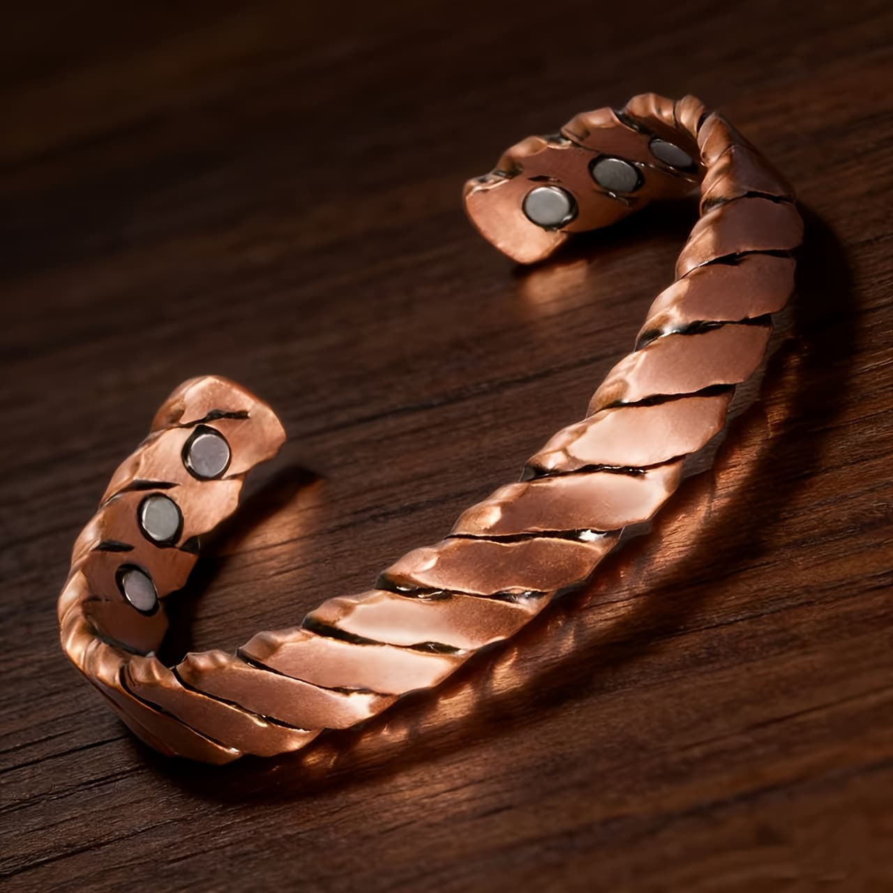 TEMU 1 Copper Magnetic Bracelet, Unisex, Adjustable Size Opening Design, Family Jewelry Gift
