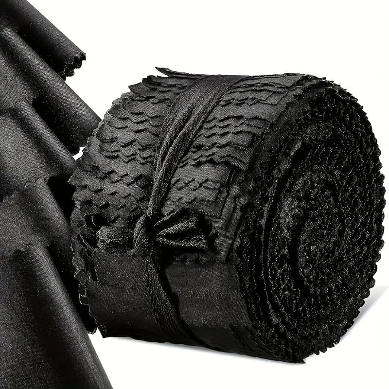 TEMU 40pcs Pre-cut Fabric Strips Rolls Collection Black Textured Woven Jelly Roll Fabric For Quilting Diy Crafts Solid Strips For Handmade Favors, Home Decor & Sewing Projects, Quilting Fabric