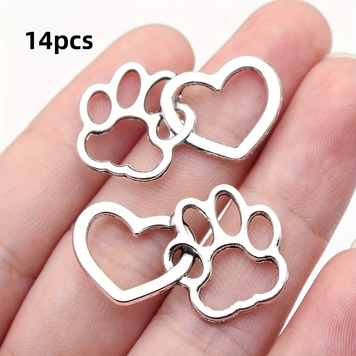 TEMU 14pcs Fashion Connectors Paw Alloy Pendants Jewelry Making Additions - Great For Necklaces, Bracelets, Earrings, Keychains, Phone Chains And Packaging Decoration, Pendants For Jewelry Making