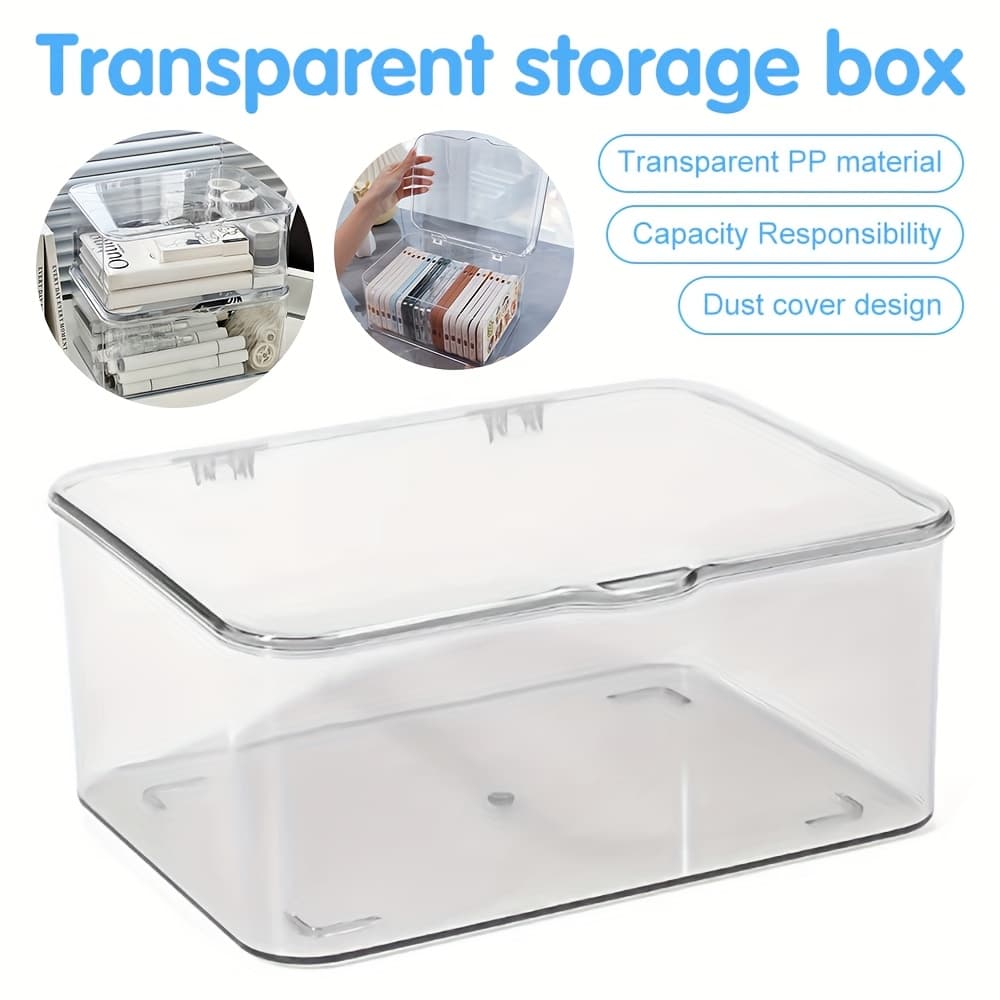 TEMU Transparent Pp Material Stackable Flip Cover Convenient Transparent Acrylic Storage Box, Convenient And Durable, Safe And , Easy To Identify, Compact And Multifunctional