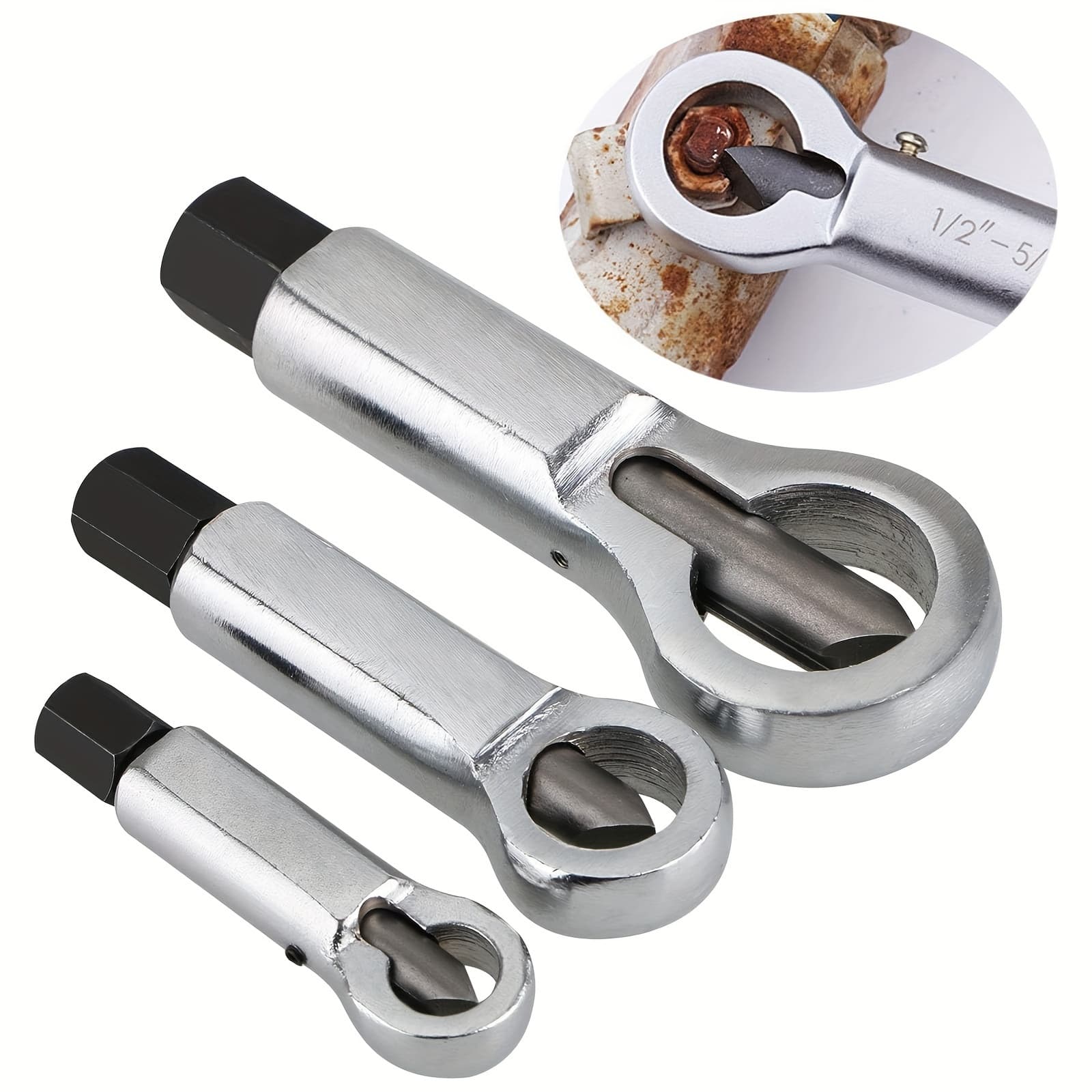 TEMU 3pcs/set Metal Nut Splitter, Damaged Nut Remover Tool, Corroded Extractor, Ideal For Stripped Screw Disassembly