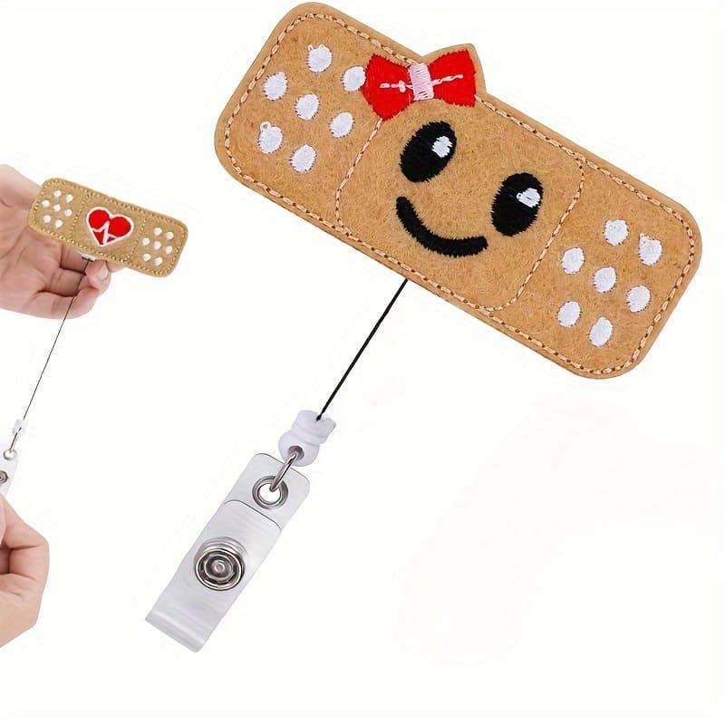 TEMU Retractable Badge Holder Reel, Cute Bandage Badge Holder, Felt Nurse Name Badge Holder, Id Badge Holder Clip Retractable Cord With Alligator Clip