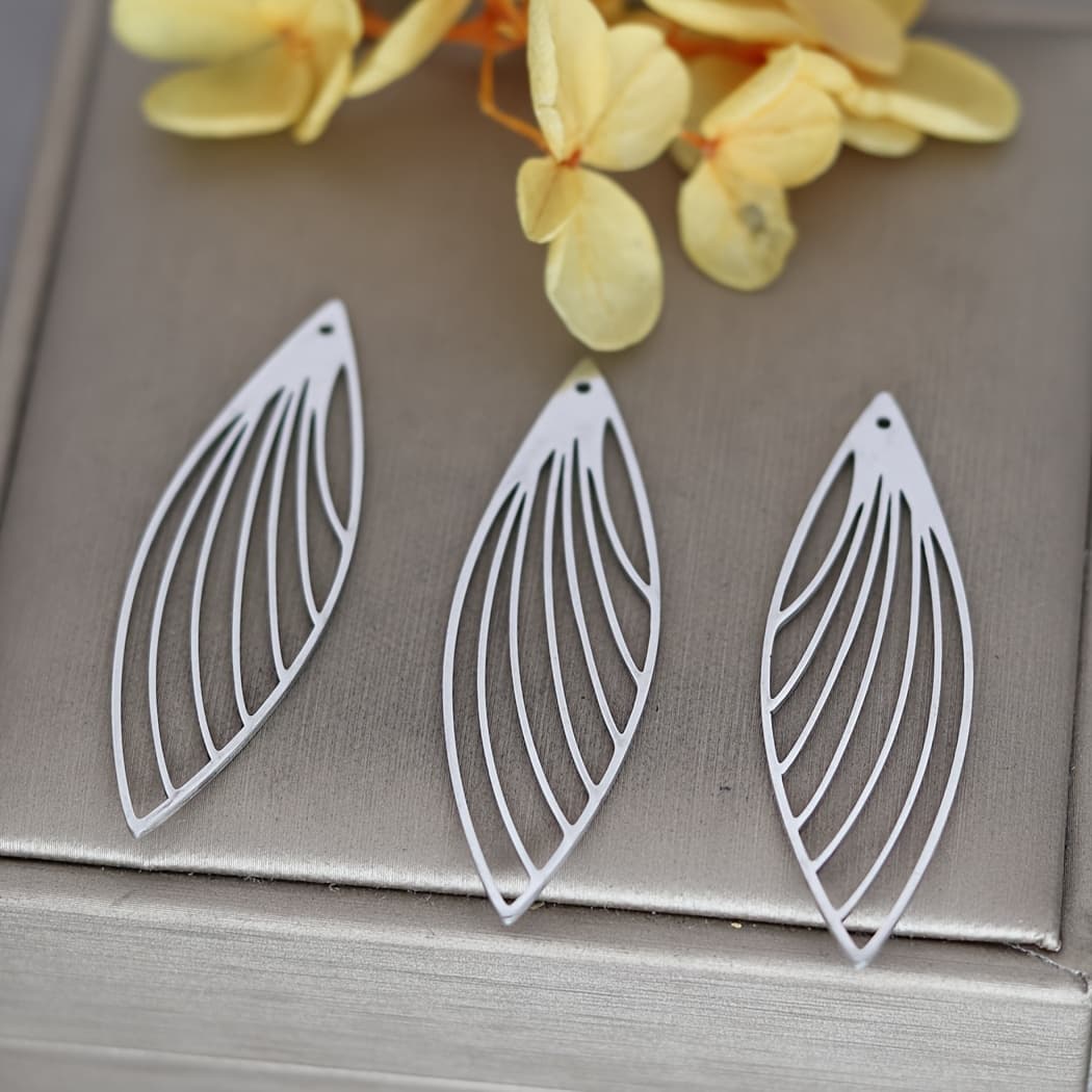 TEMU 3pcs Minimalist Leaf Stainless Steel Pendant Charms For Jewelry Making Diy Craft Tassels Earrings Necklace Insect Wings Accessory