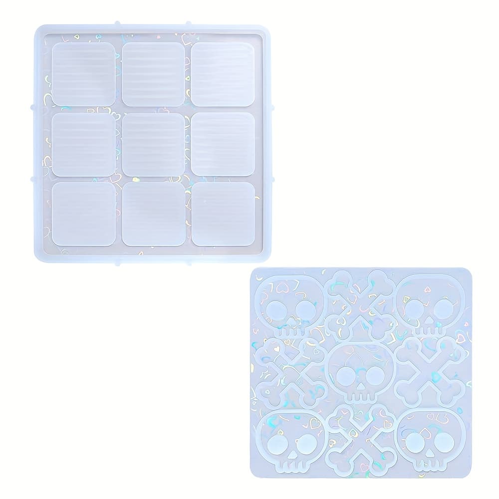 TEMU 1set Halloween And Crossgone Tic Tac Toe Holographic Silicone Mold, Silicone Mold Game Board, Casting Resin Mold For Games, Halloween Novelty Silicone Mold For Resin Art