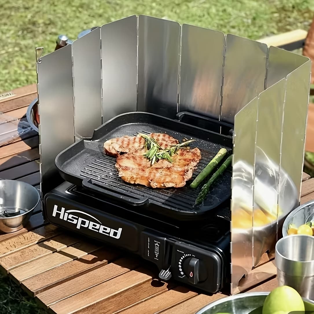 TEMU Wind-resistant Support For Outdoor Cooking, Ensuring Stability Without Extinguishing Flames. Essential Additions For , Featuring A Portable Folding Design, Perfect For Camping And Grilling