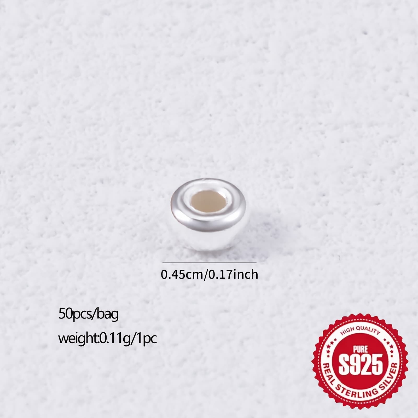 TEMU 50pcs/package S925 Pure Silvery Wheel Bead Spacer Beads Loose Beads Jewelry Accessories Diy Beaded Bracelet Necklace Anklet Material Package