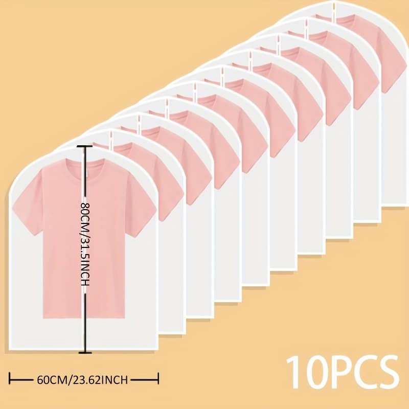TEMU 10pcs Set Of Clothes Dust Protection Cover For Wardrobe Storage Hanging Clothes Bag, Portable Clothes Storage Bag, Use