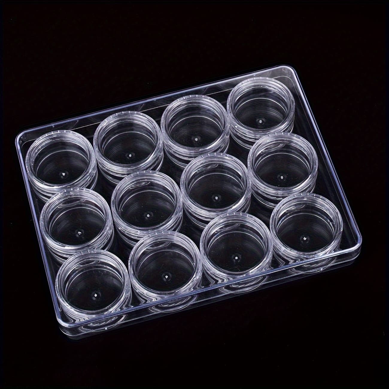 TEMU Transparent Cosmetic Jar Set Of 12 Plastic Round Mini Cosmetic Sample Containers For Face Cream And Eye , Necklace And Ring Storage For Travel, Suitable For Wedding Gifts