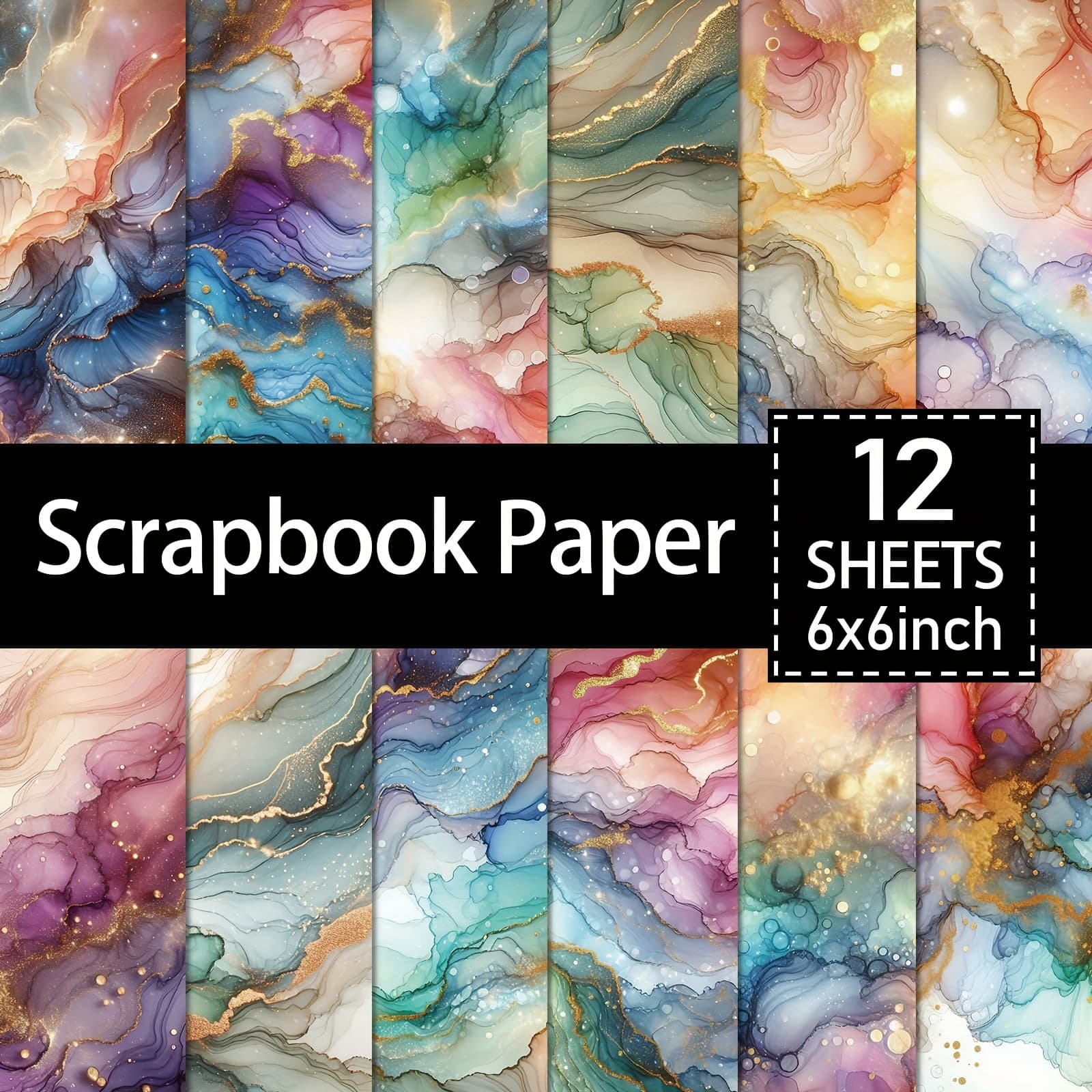 TEMU A Pad Of 12 Sheets Of Quicksand Paper Measuring 6x6 Inches, Perfect For Holiday Crafts, Scrapbooking Decorations, Birthday Gift Wrapping, Party Supplies, And Cards For Photo Albums