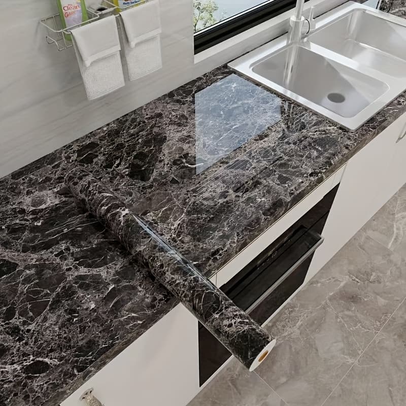 TEMU Thickened Waterproof And Sticker, Kitchen Oil-resistant High-temperature Resistant Stove Top Wallpaper, Cabinet Countertop And Door Renovation Color-changing Film