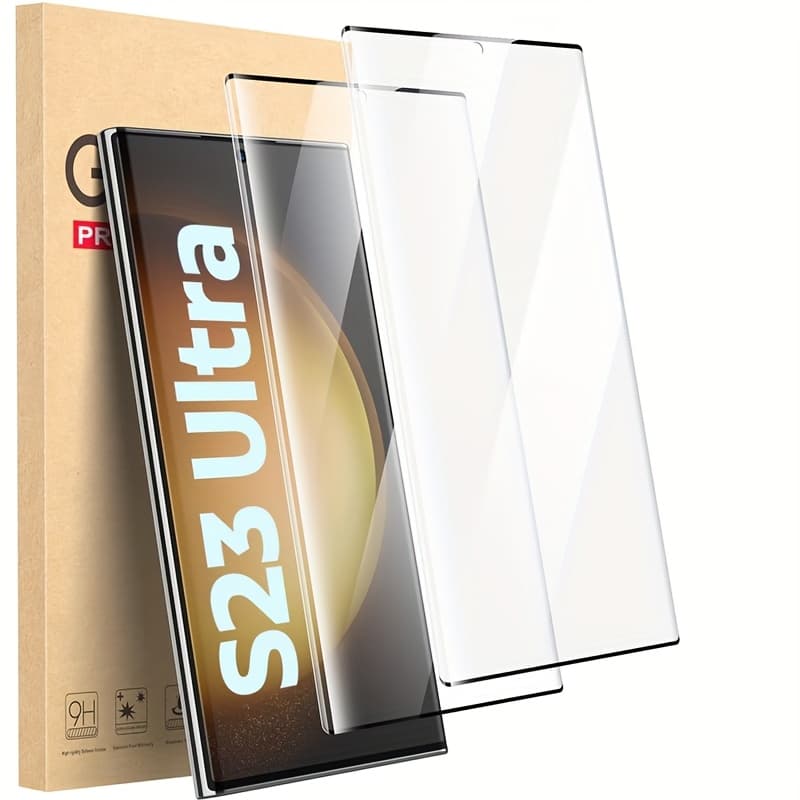 TEMU Screen Protector For Galaxy S23 Ultra 5g, 2-pack Screen Protectors, 3d Curved, 9h Tempered Glass, Touch Sensitive, Bubble-free, Case Friendly