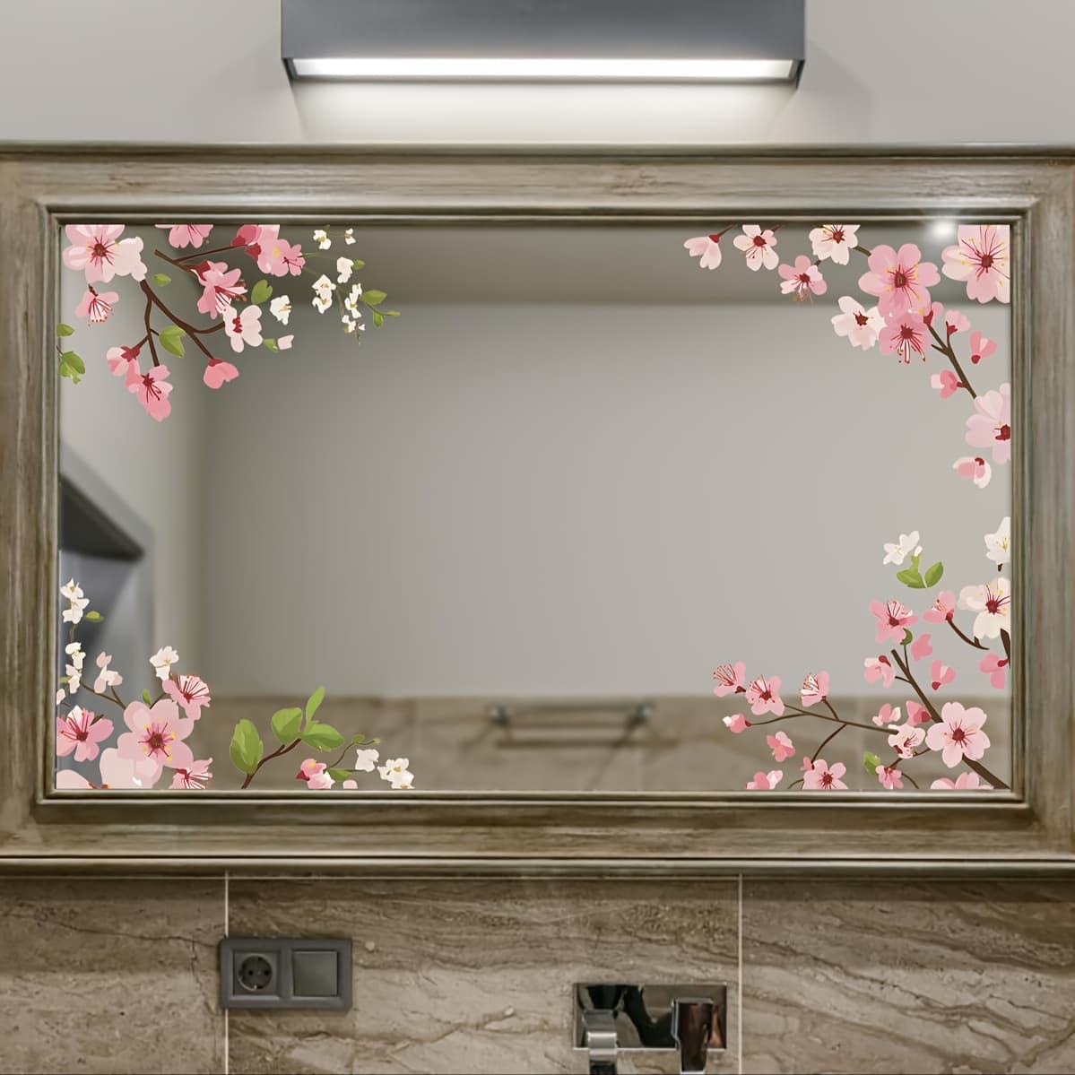 TEMU 1pc Cherry Glass Sticker - , Vinyl, Self-paste Flower, Disposable Flour Red For Bathroom Mirrors, Tiles, Dressers - , Mirror Decor | Elegant Decor | Easy To Apply, Cherry Bathroom Decor