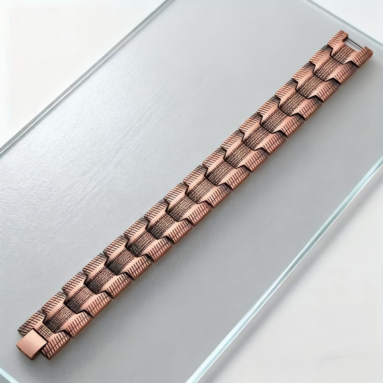 TEMU Perfect Gift For Dad Husband - 3-row Magnetic Copper Bracelet With Free Adjustable Tool, Valentine's Day Special With Triple Magnetic Power