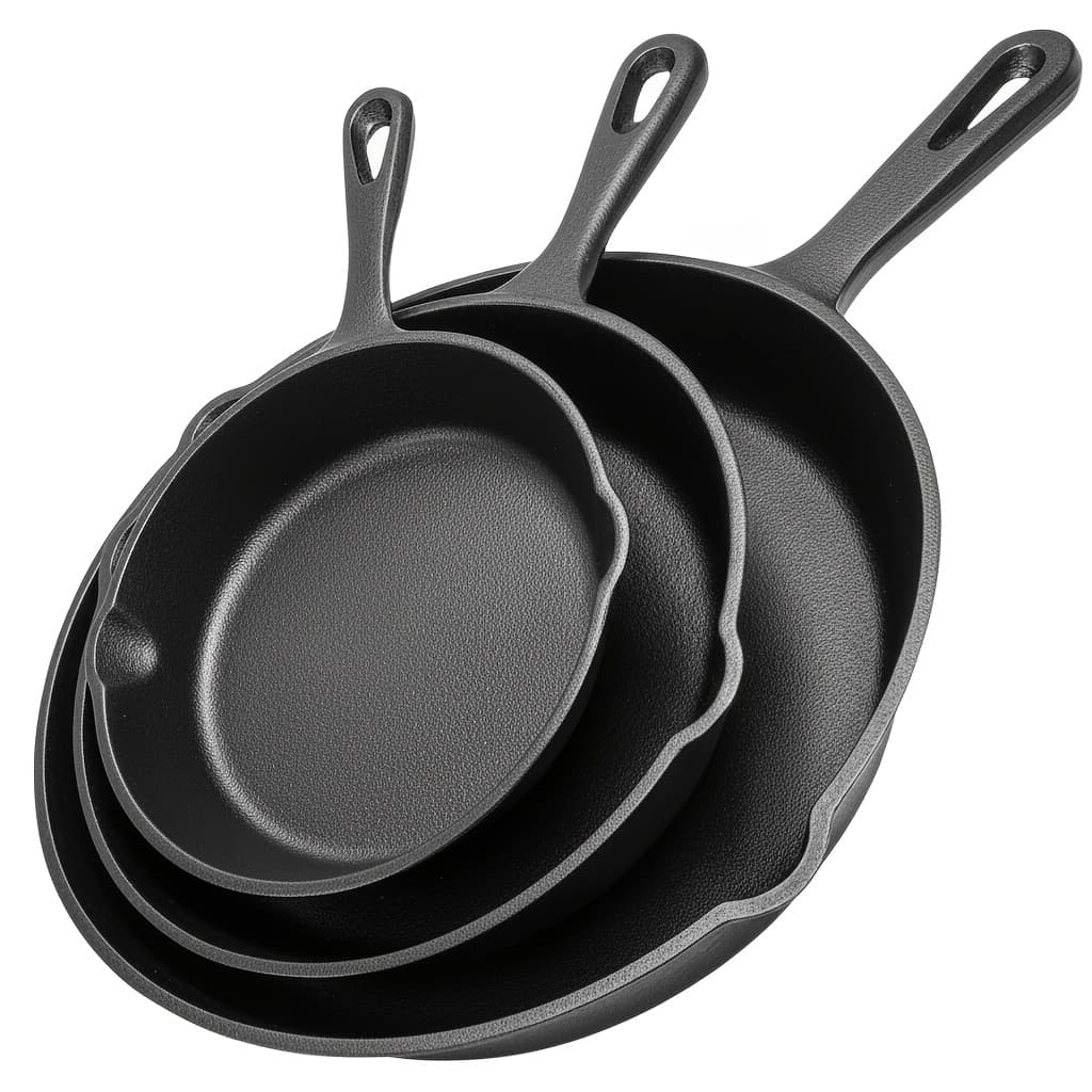 TEMU Premium 3pcs Cast Iron Set - With Drip Spout, Perfect For Holiday Cooking, Rv Use, And