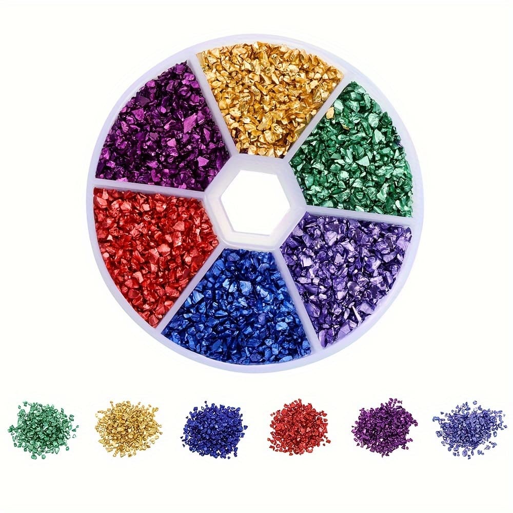 TEMU Of Vibrant Multi-colored Stones - Ideal For Epoxy Resin Crafts, Nail Art Decorations & Handmade Jewelry Making | Hexagonal Storage Box With Assorted Shimmering , Glass Beads For Jewelry Making
