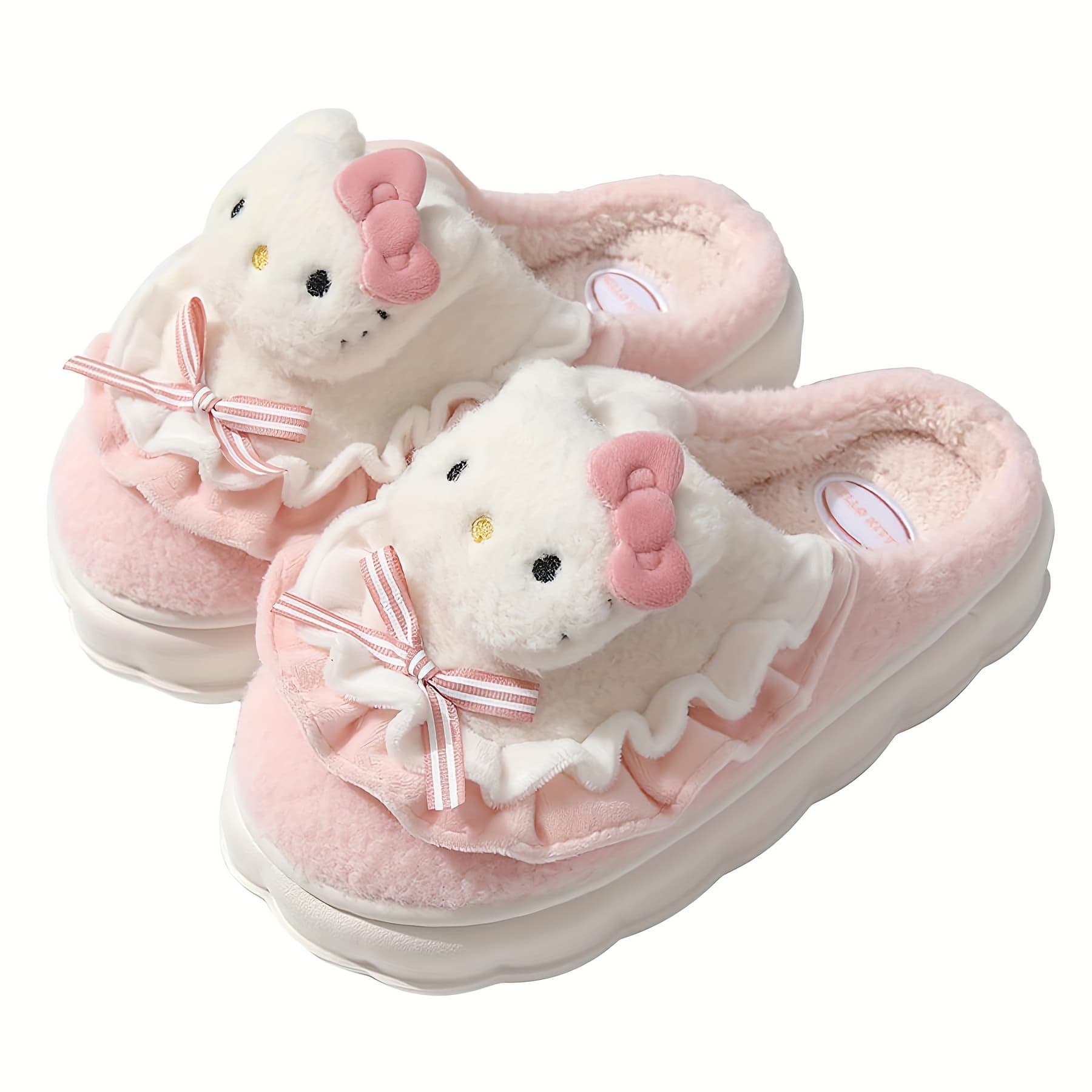 TEMU Winter Slippers For Women Hello Kitty Cute Cartoon My Melody Cinnamoroll Kuromi Cozyfabric Slipon House Shoes Outdoor Slippers, Women Shoes