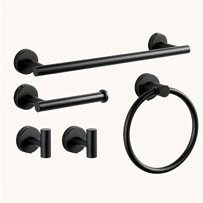 TEMU 5pcs Stainless Steel Bathroom Pendant, Towel Rack Set, Bathroom Hardware Pendant Set, Bathroom Towel Bar Set