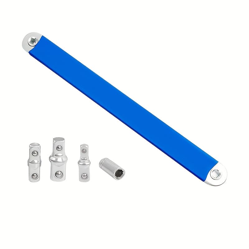TEMU 2-in-1 Ratchet Offset Extension Wrench With 1/2", 1/4" And 3/8" Square Head Adapters For Spaces, 180 Degree Swivel, High Torque, Non-slip Handle, Durable Metal, Automotive Repair Hand Tools