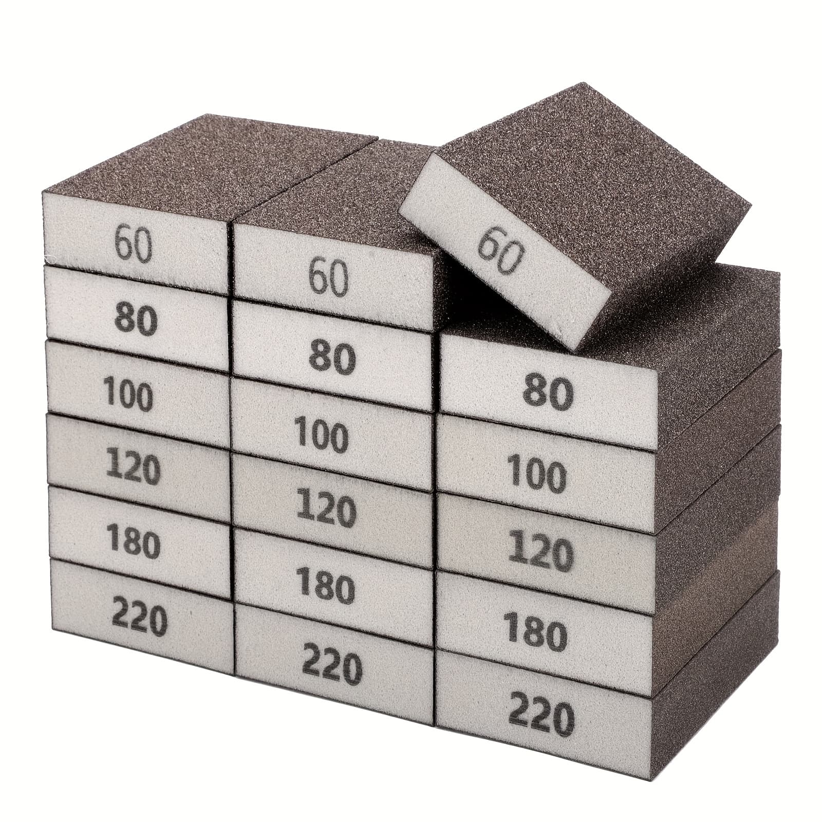TEMU 18pcs Sanding Sponges Set, 60-220 Grit For Wood, Metal, Glasses & Drywall, Washable & Reusable, Handmade Sandpaper Block
