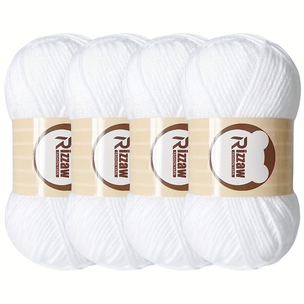 TEMU 4pcs Solid Color Crochet Yarn Set - 4-strand Yarn, Suitable For Beginner Crochet Projects, Used For Knitting Handbags, Crafts, Decorations, Holiday Gifts, And More
