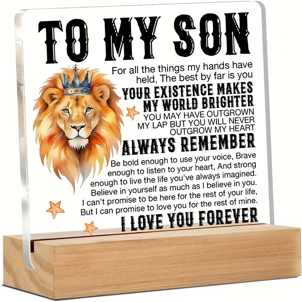 TEMU 2d Flat, Best Son Ever Gifts, Gift For Son From Mom Dad Parents, I Love You Son Gifts For Thanksgiving Birthday, To My Son Desk Decorative Sign
