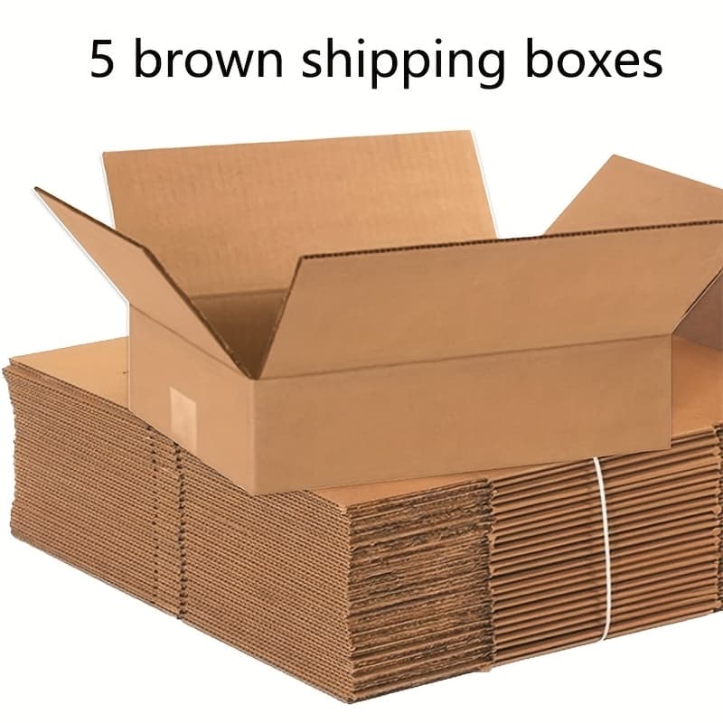 TEMU 10x8x3 Shipping Boxes Set Of 5, Brown Corrugated Cardboard Box For Small Business For Packaging Mailing