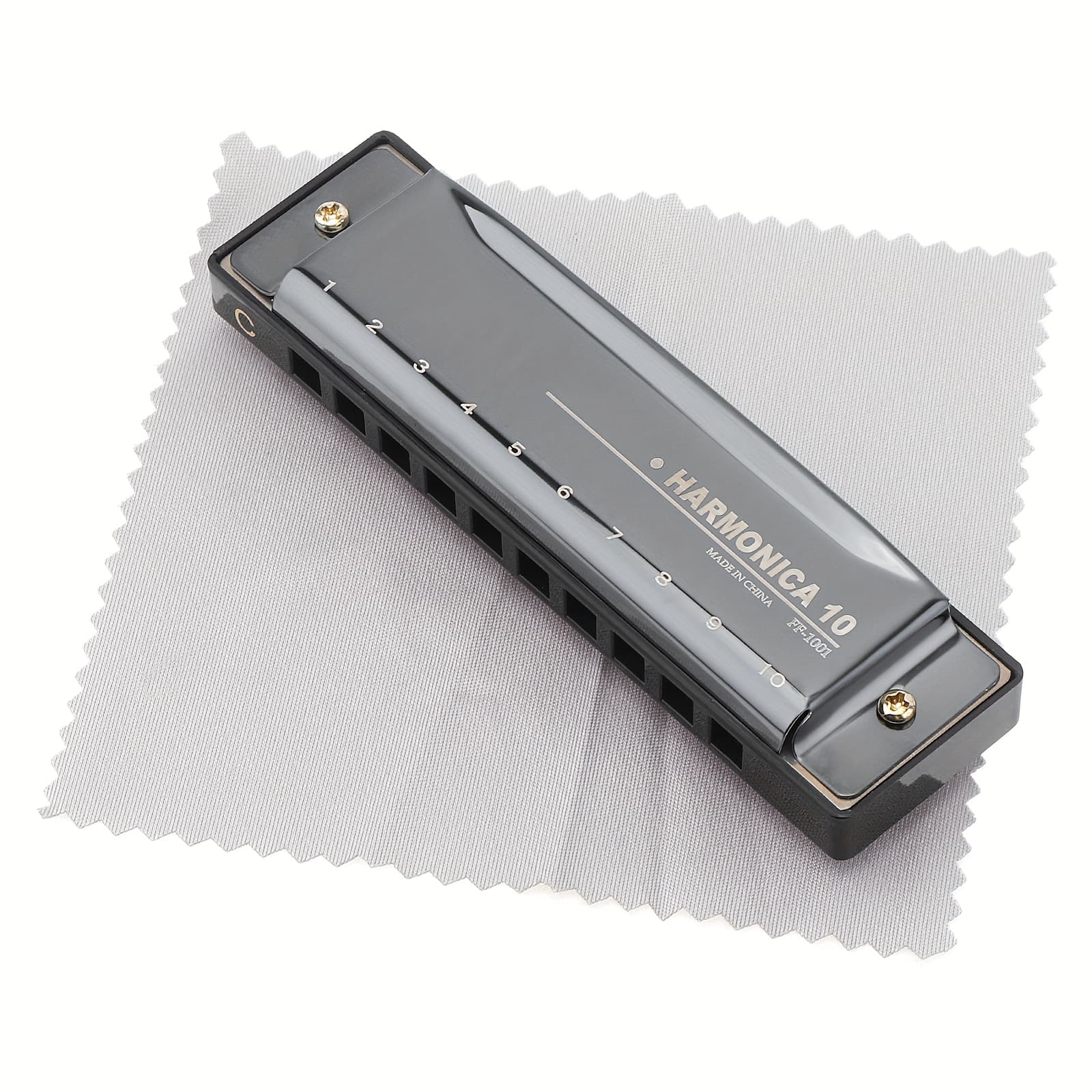 TEMU 10 Holes 20 Tonec Matte Black Harmonica Harp, Stainless Steel Mouth Organ