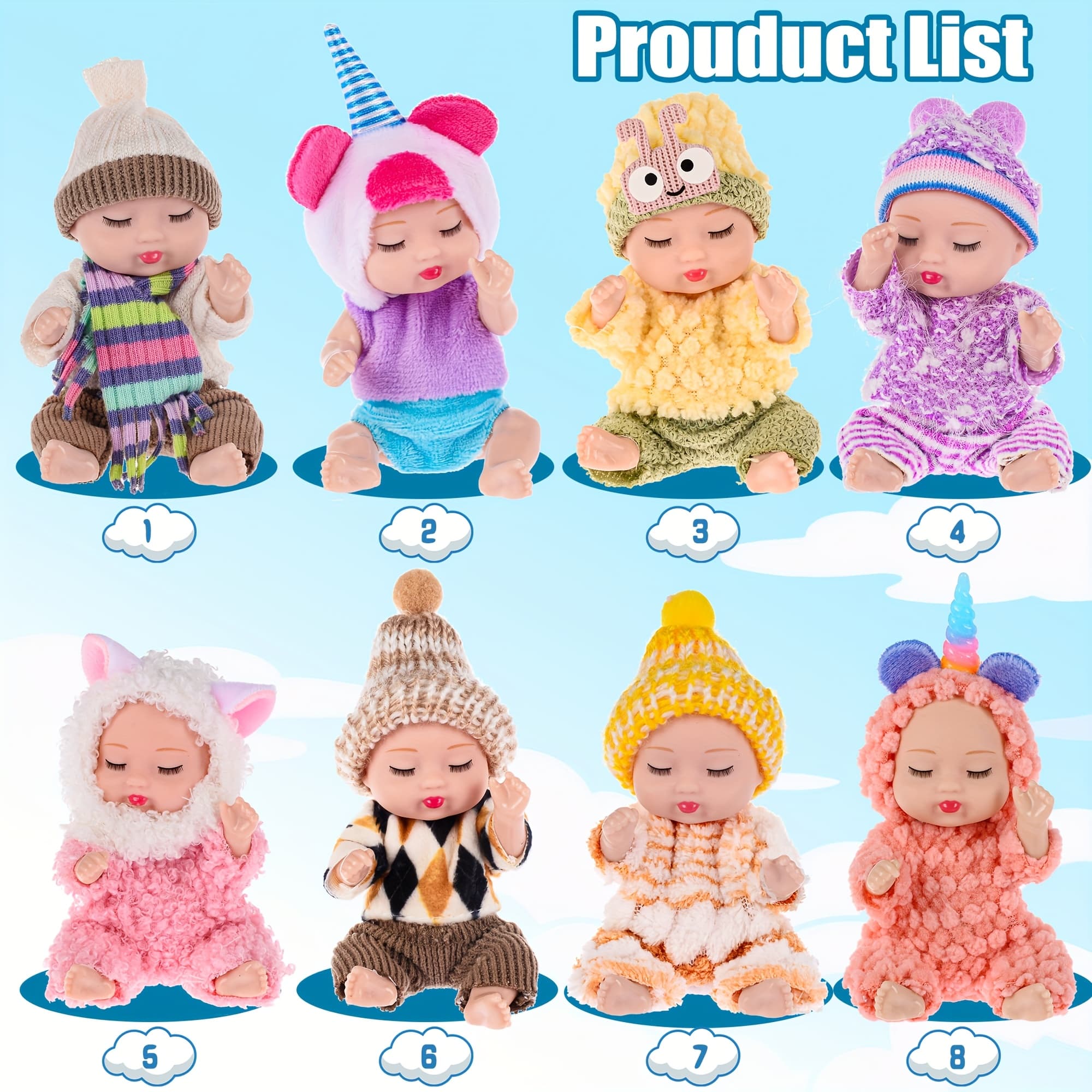 TEMU 8 4-inch Plush Mini Dolls, Suitable For Children Over 3 Years Old As Holiday Gifts And Birthday Gifts