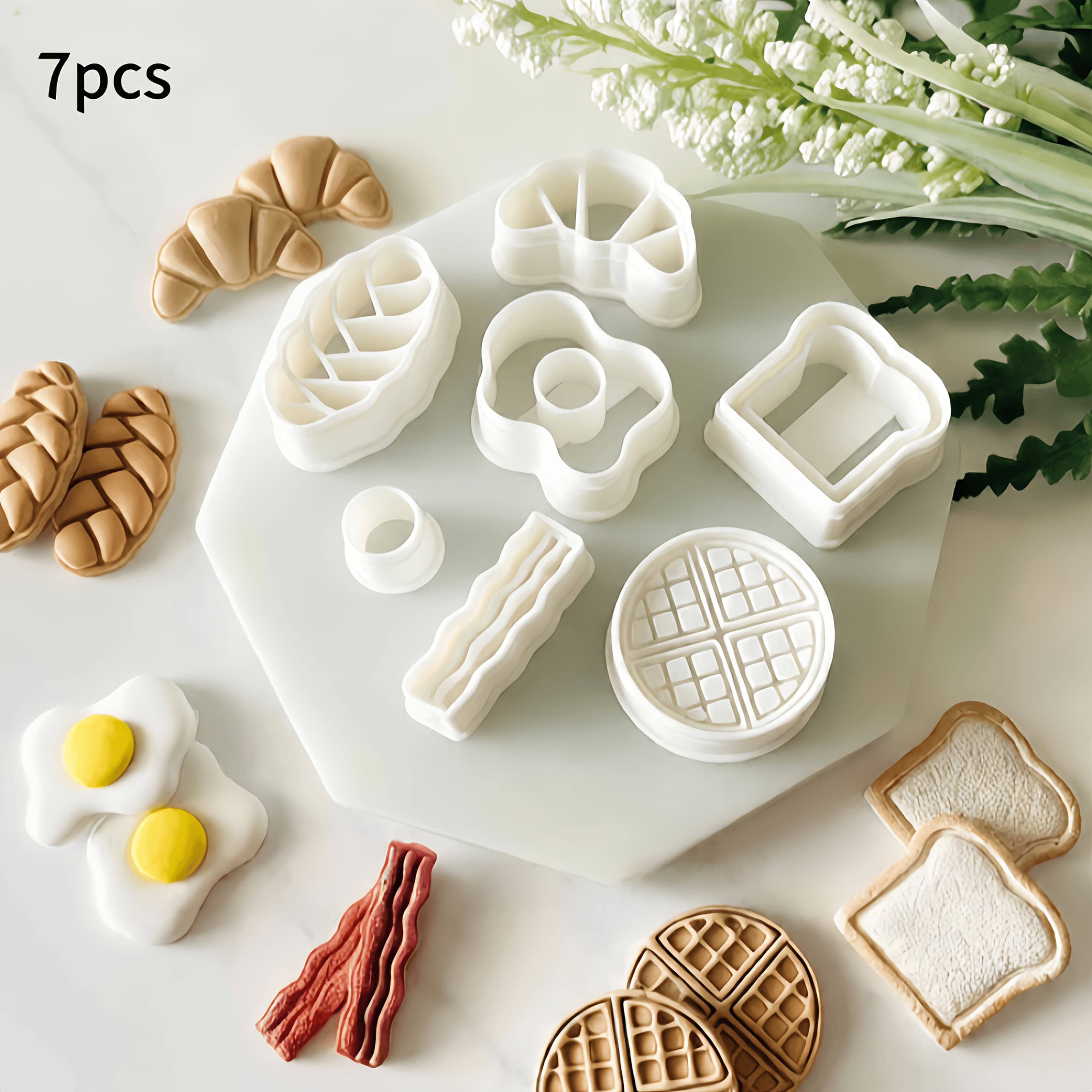 TEMU 7pcs Plastic Polymer Clay Cutting Molds Compatible For Diy Crafts - Durable -themed Shapes ( Fruits, Vegetables,,,,) - Precise Clay Cutters For Jewelry Making, Earring & Clay