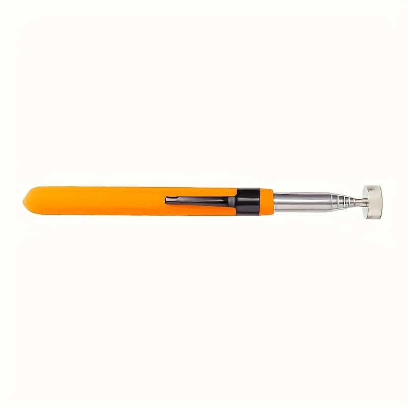 TEMU 8-pound Magnetic Pickup Tool With Ergonomic Orange Grip - Extendable Stainless Steel Rod, Portable & For Nails, Screws, Small Metal Pieces - Diy, Construction, Workshop Retrieval Tool