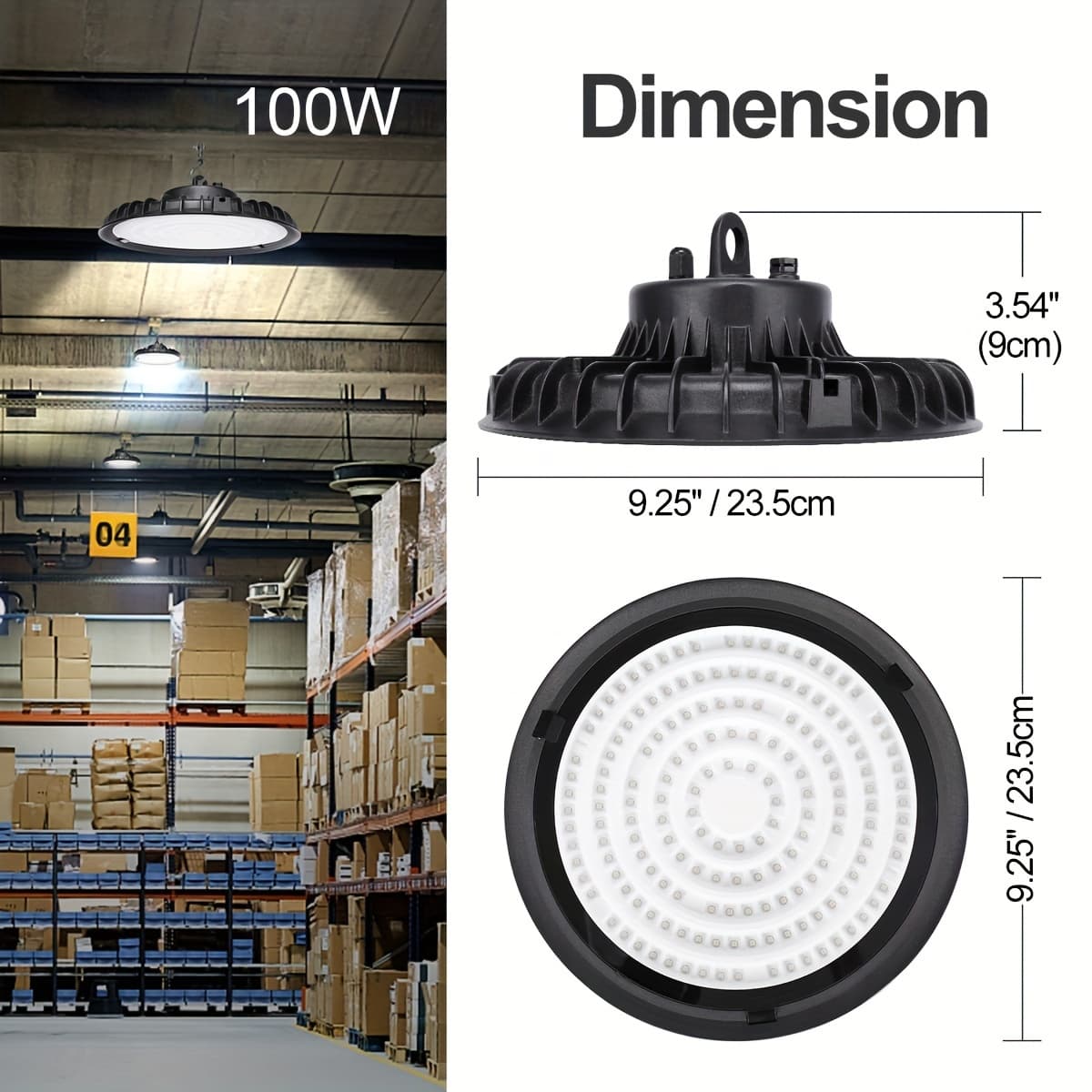 TEMU 100w Ufo Led High , 90-277v, Cold White 6000k, Led Commercial Lighting Fixtures, For Industrial Warehouse Shop Store Workshop Gym