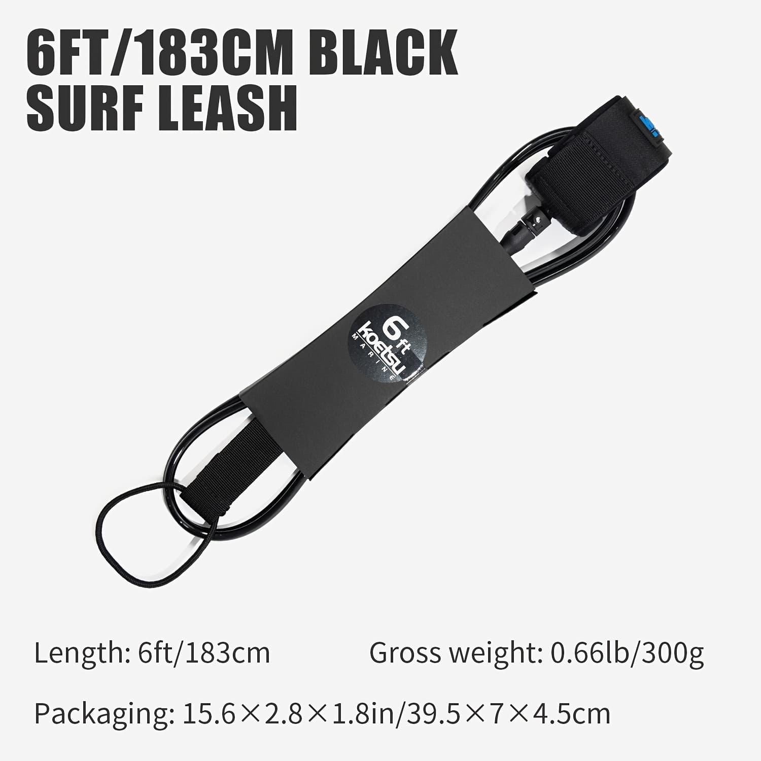 TEMU 1 Koetsu 7 Mm/0.28 In Surf Leash | Colorful Tpu High Strength Anti Stretch, 6 To 10ft Options, Durable Surfboard Safety Cord, Mixed Colors, Under 122 Lbs Tensile Strength