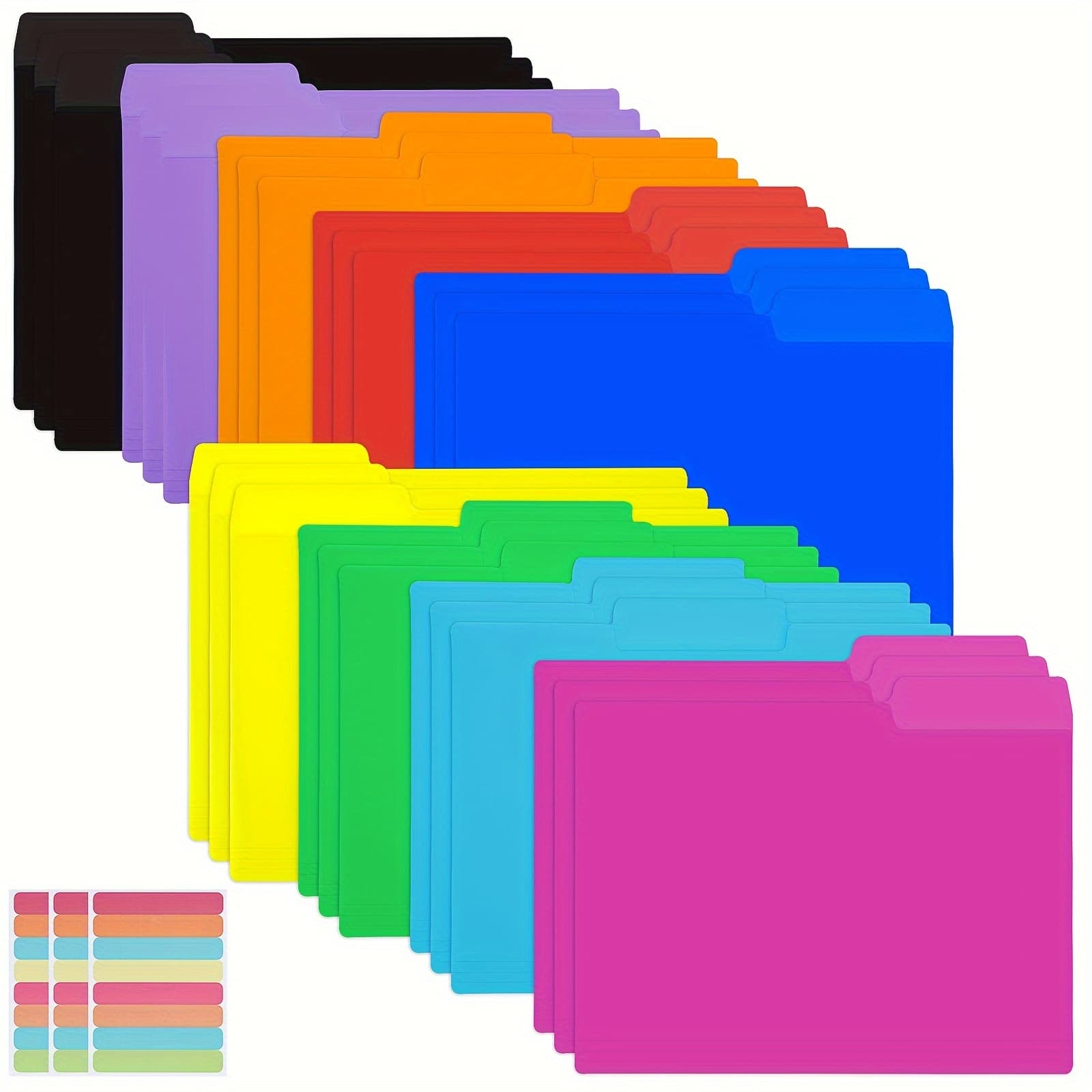 TEMU Whonline 27pcs 9-color Plastic Folder Set,, , Polyvinyl Folders, Colored Folders – Heavy-duty 1/3-tab For Students And Office Use, Back-to-school Essential
