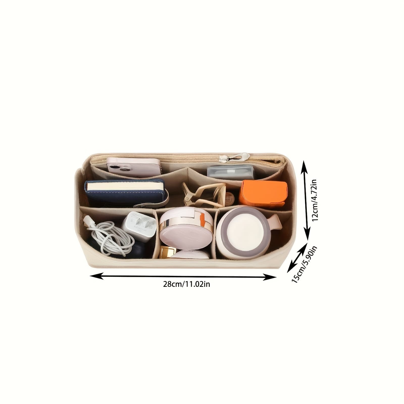 TEMU -bag, Storage Bag 1pc Multi-compartment Storage Bag, Made Of Felt Material, In Handbags, Convenient For Storing Small Items Such , , Water Cups And Other Items