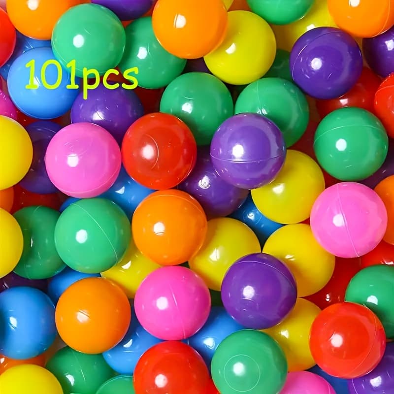 TEMU A Set Of 101 Colorful Ocean Balls From Pe Material, Designed For Kids' Play, Featuring 7 Vibrant Colors And Reused