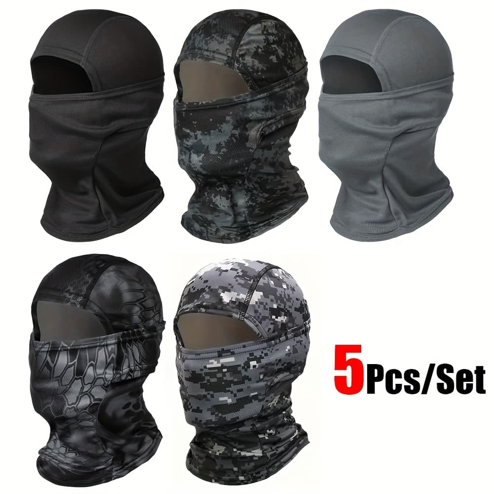 TEMU 5pcs Unisex Breathable Sunscreen Mask, Suitable For Outdoor Sports, Running, Hiking, Fishing, Skiing, Cycling Multi-functional Headscarf Neck , Skiing Accessory