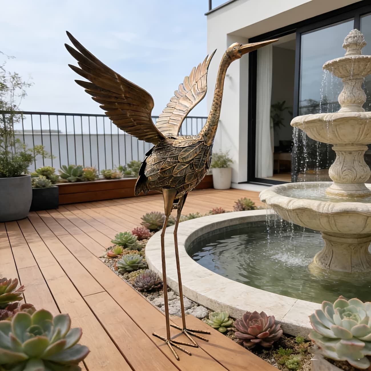 TEMU Retro Crane Statue Outdoor Decoration, Outdoor Garden Metal Crane Statue, Simulated Crane Garden Sculpture Ornament, Metal Bird Courtyard Art Decoration, Suitable For Lawn And Terrace Decoration