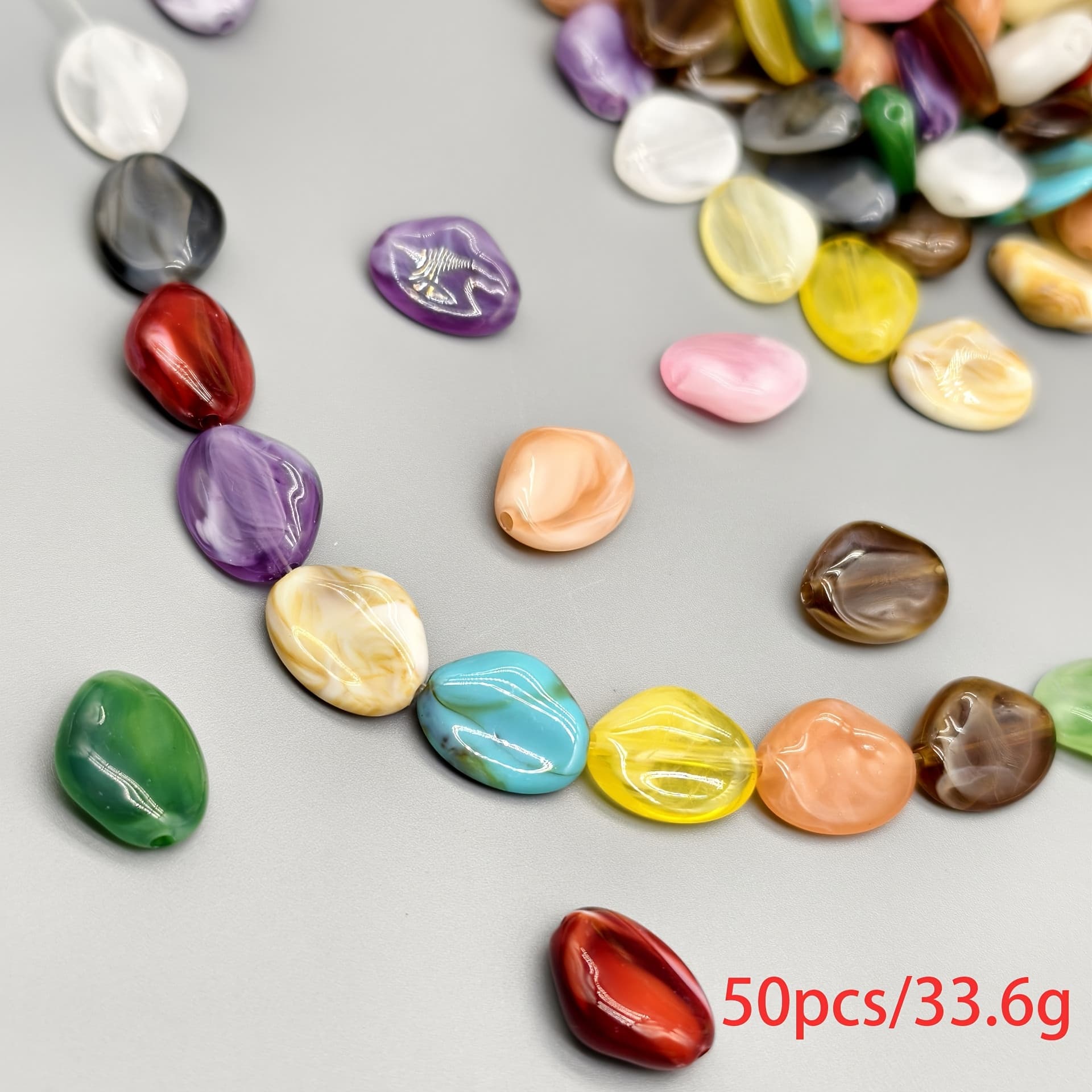 TEMU Bead Assortments 16.2mm Flat Leaf Beads Acrylic Beads Handmade Beads Jewelry, Bracelets And Keychains Making Supplies