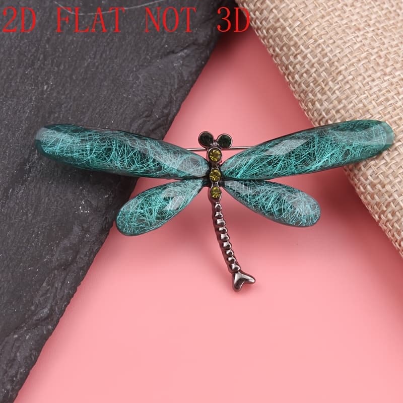 TEMU [2d Flat] Korean Style Fashionable And Easy Acrylic Silk Resin Dragonfly Brooch Pin. 2d Flat Not 3d