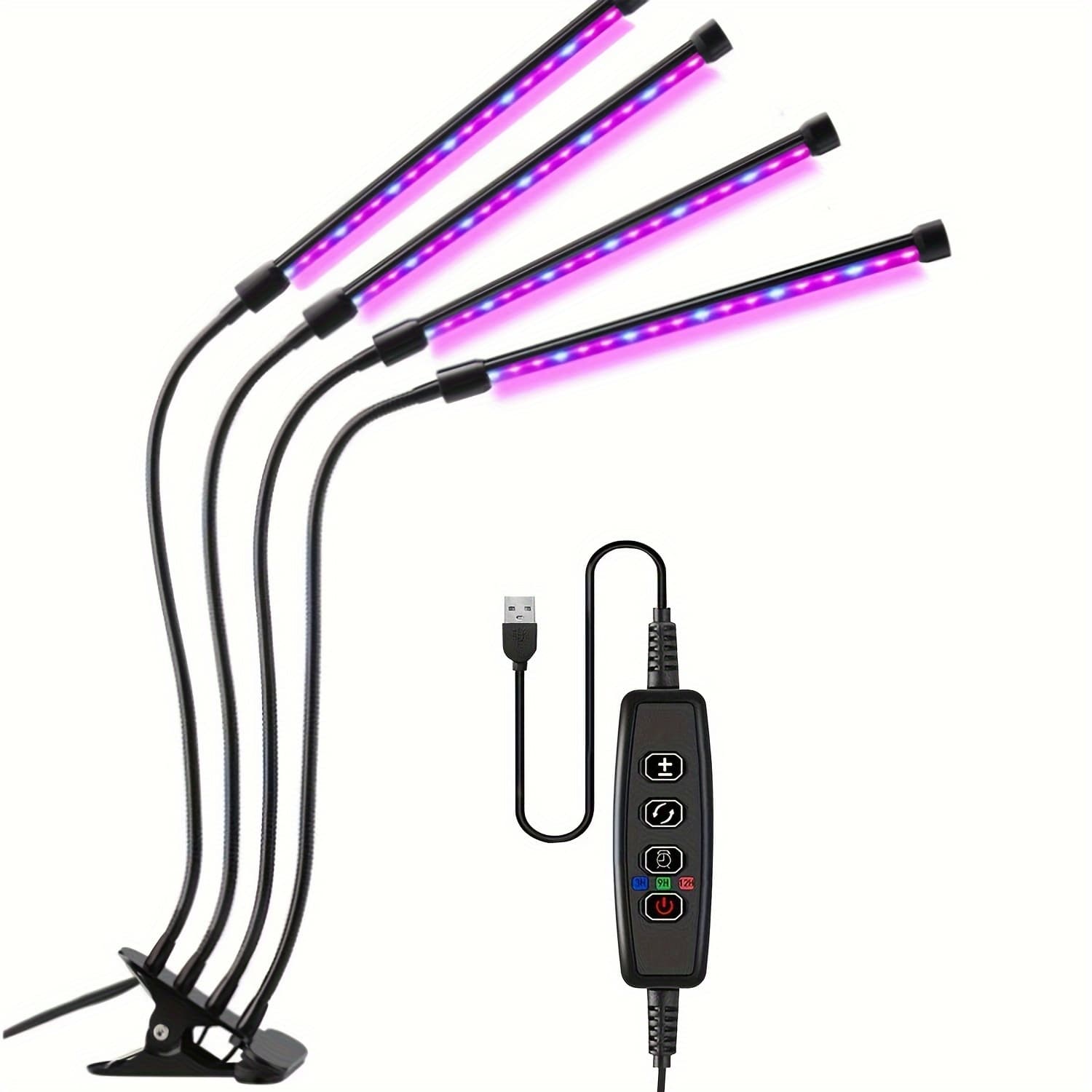 TEMU 20w Led Plant Growth Light, Plant Planting Lighting Fill Light, Usb Interface 3 Color Dimmable, 3 Mode Timing, Aluminum Alloy Clip