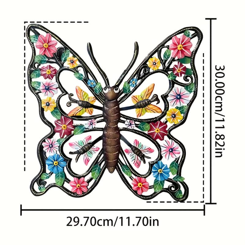 TEMU 2d Flat - Vibrant 2d Metal Wall Art - Colorful Indoor/outdoor Decorative Sculpture With Intricate Floral Patterns, Perfect For Patio, Garden, Or Fence - Ideal Gift For Mom , Decorations